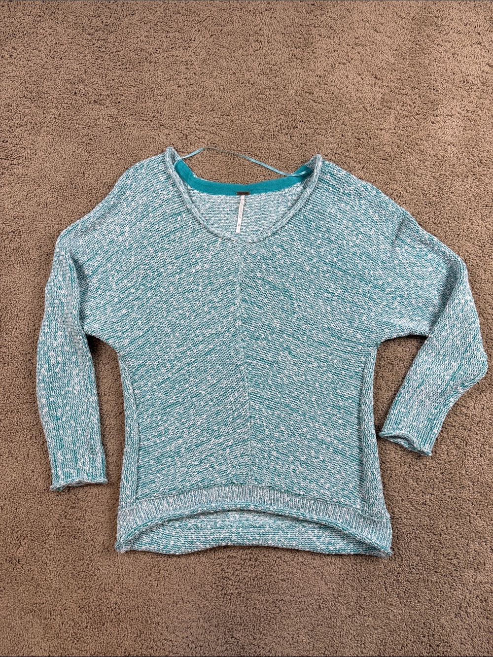 Free People | Teal Marled "West Coast Vibe" Scoop Neck Sweater | M